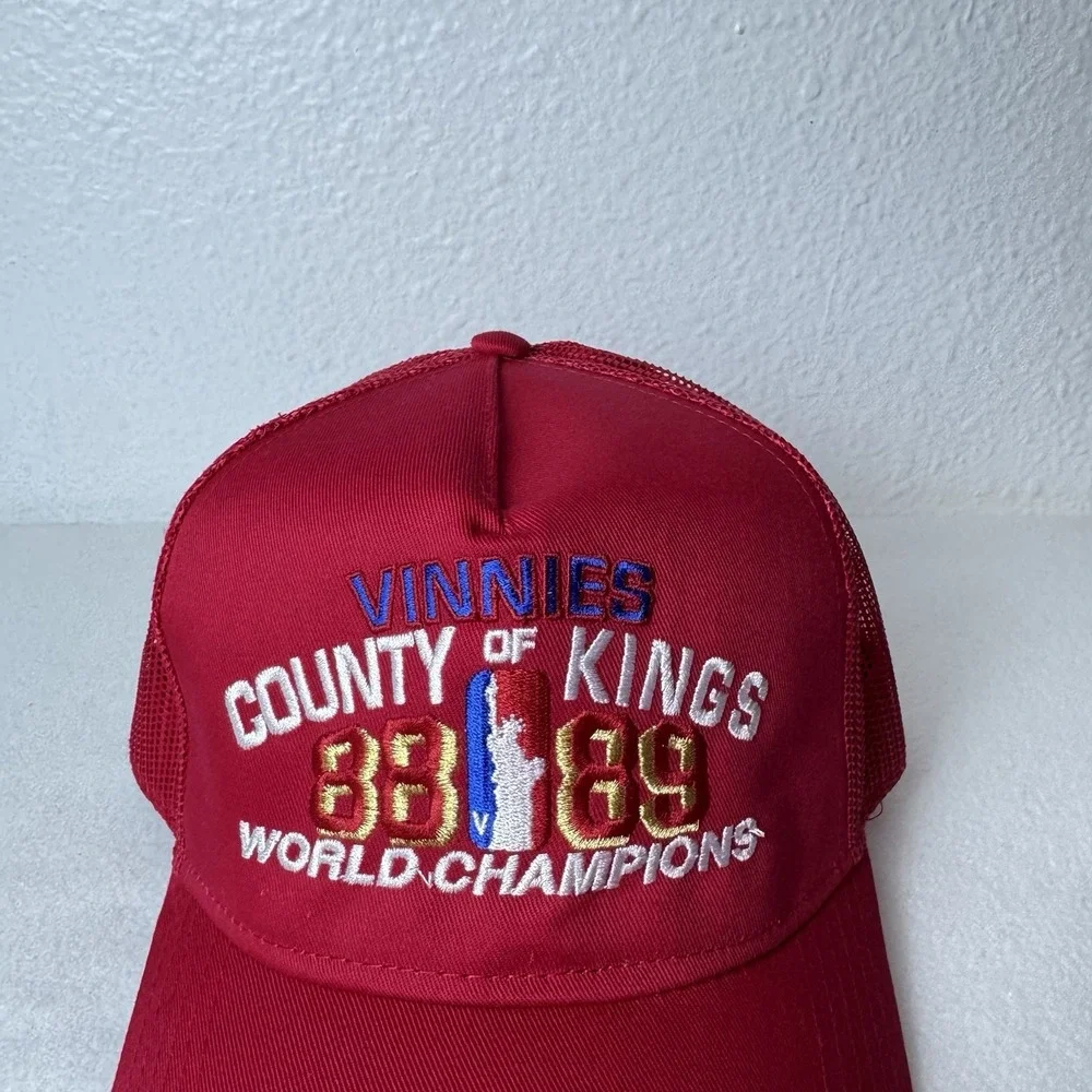Vinnies County of Kings 88 89 World Champions Trucker Cap SnapBack Hat Red